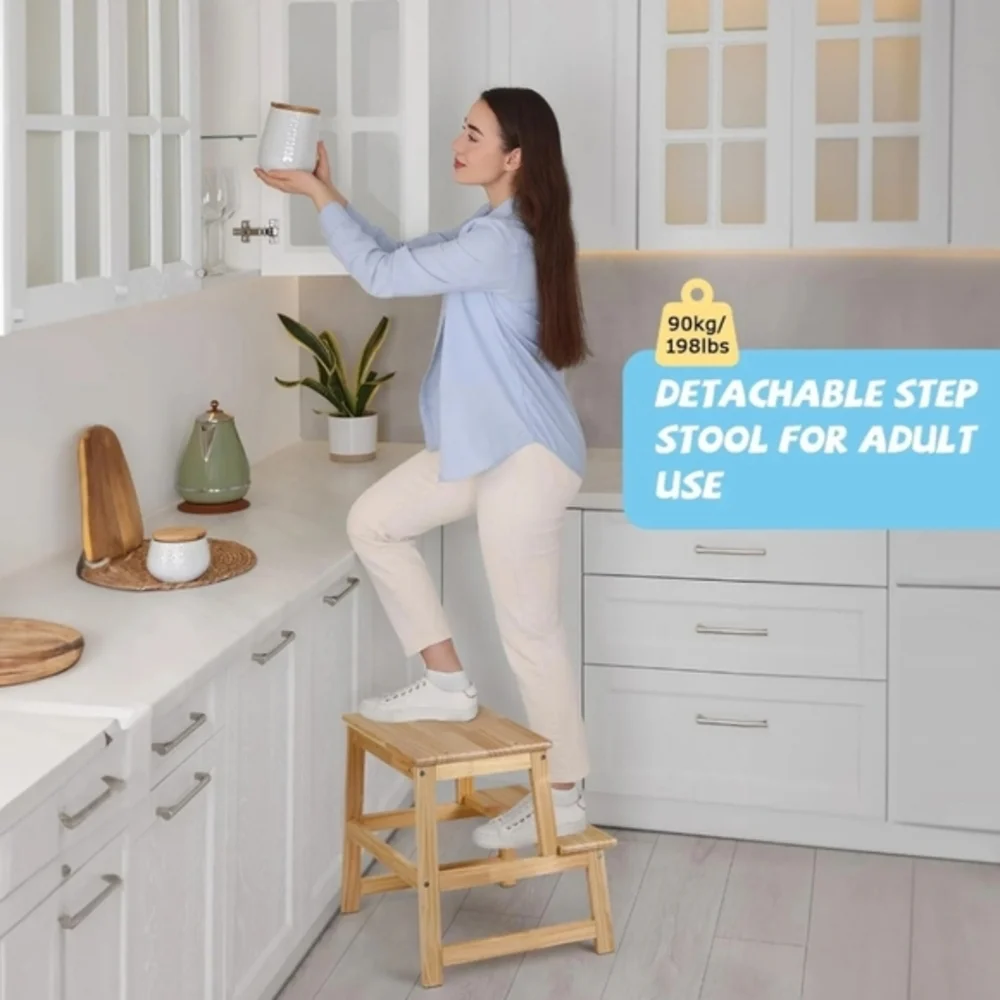 Kitchen Step Stool with Safety Rail Toddlers Learning Stool Standing‎ Tower Kids